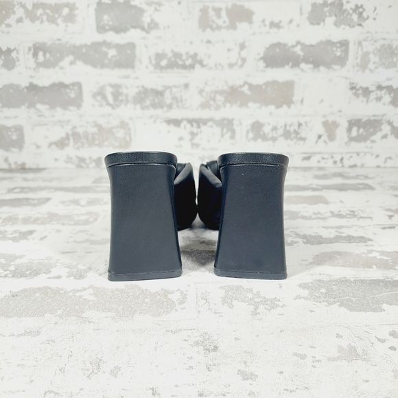 NEW Open Edit Saydee Black Slip On Square Toe Block Heel Sandals F664 - Picture 5 of 9